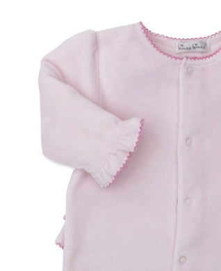 Rosy Ruffles Velour Footie
