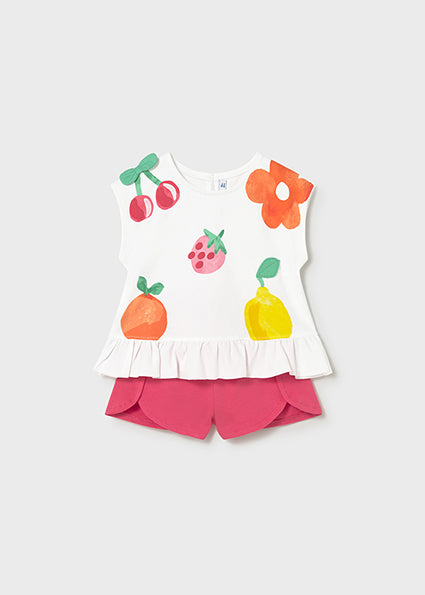 Mayoral Baby Girl Fruit Print Short Set Hibiscus