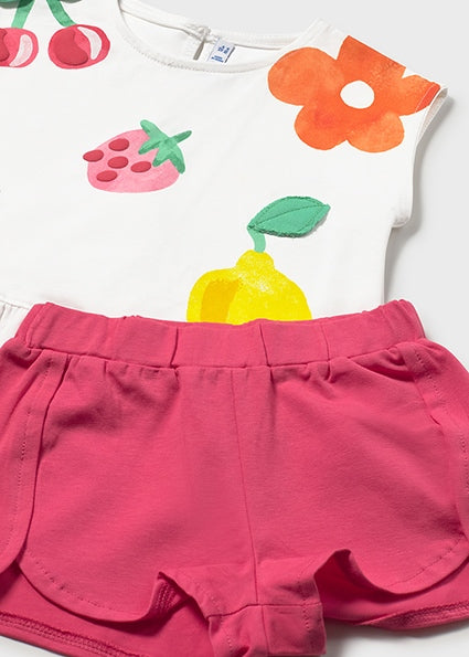 Mayoral Baby Girl Fruit Print Short Set Hibiscus