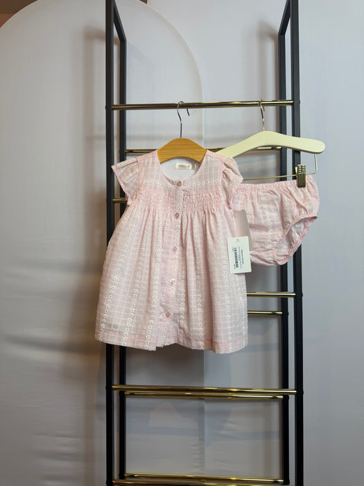 Infant Pink Eyelet Dress & Bloomer Set