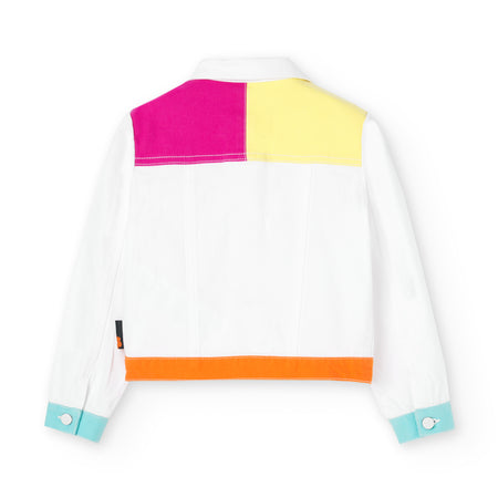 White Colorblock Denim Jacket image 1