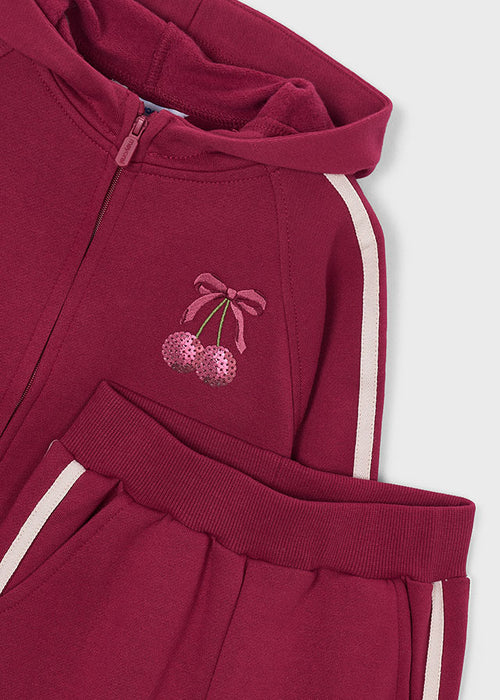 Toddler Cherry Sweatsuit, Burgundy