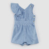 One-Shoulder Ruffle Denim Romper image 0