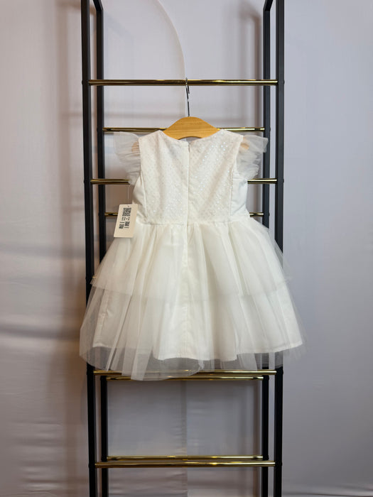 Girls’ White Lace & Tulle Tiered Dress.
