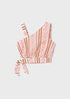 Striped One-Shoulder Top & Matching Shorts Set image 1