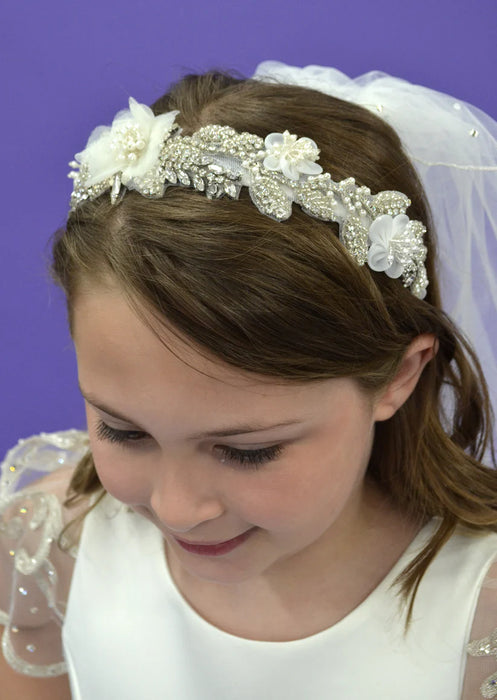 Elenor - Diamond White w/ Veil & Headband 2025 Bella Bow image 10