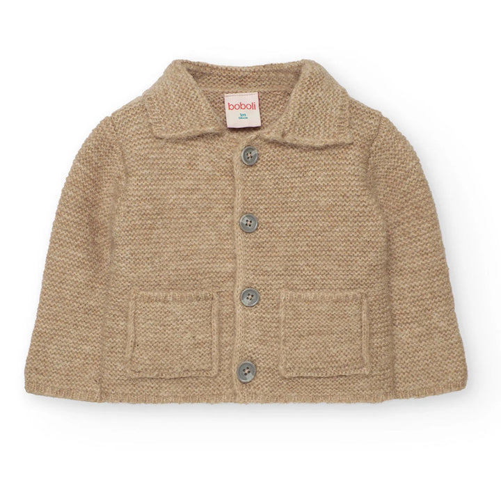 Classic Camel Knit Button Sweater
