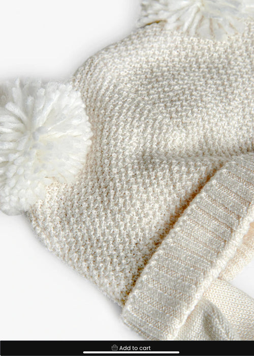 Snow Cub Pom Ear Hat