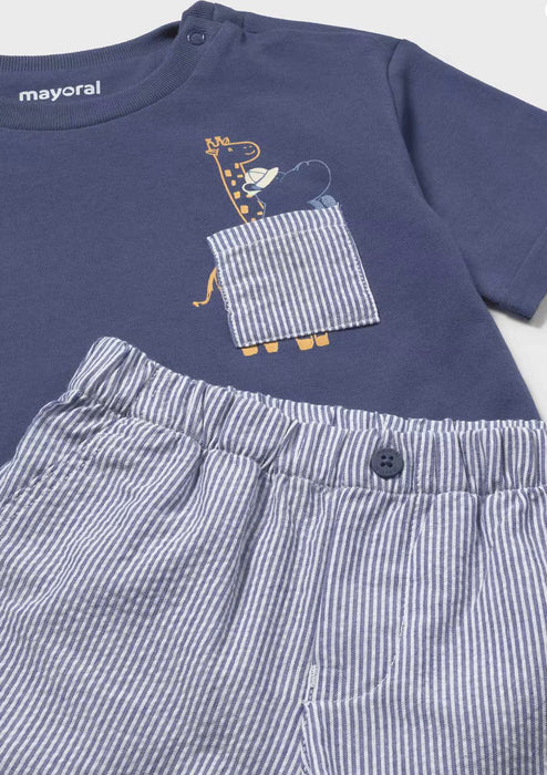 Mayoral Toddler Giraffe Two-Piece Short Set Navy