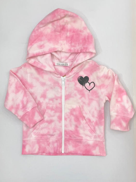 Pink Tie Dye Heart Hoodie