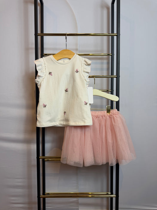 Toddler Floral Tulle Skirt Set