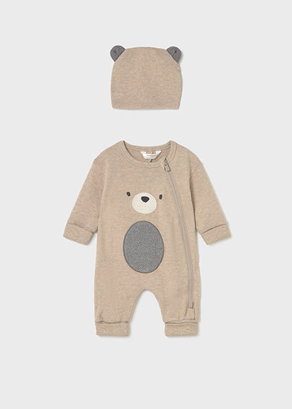 Cuddly Bear Zip-Up Set - Beige