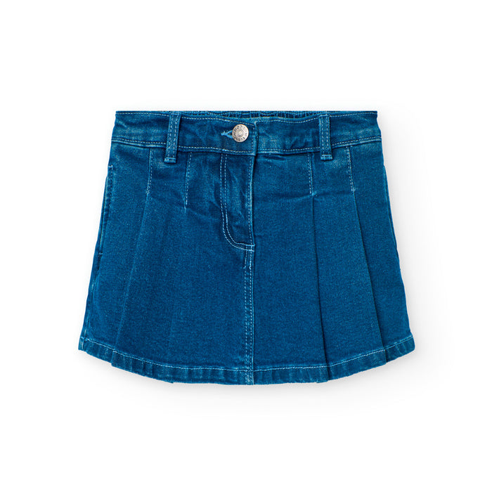 Golden Bloom Top & Pleated Denim Skirt Set image 4
