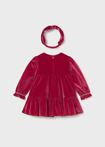 Crimson Velvet Smocked Dress