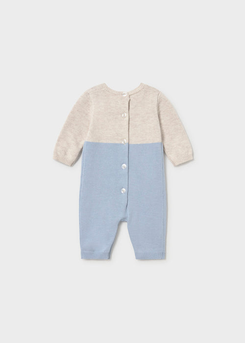 Blue and Beige Knit Baby Romper