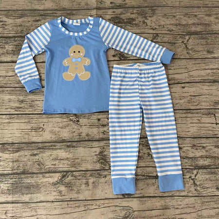 Blue Stripe Gingerbread Pajamas image 0