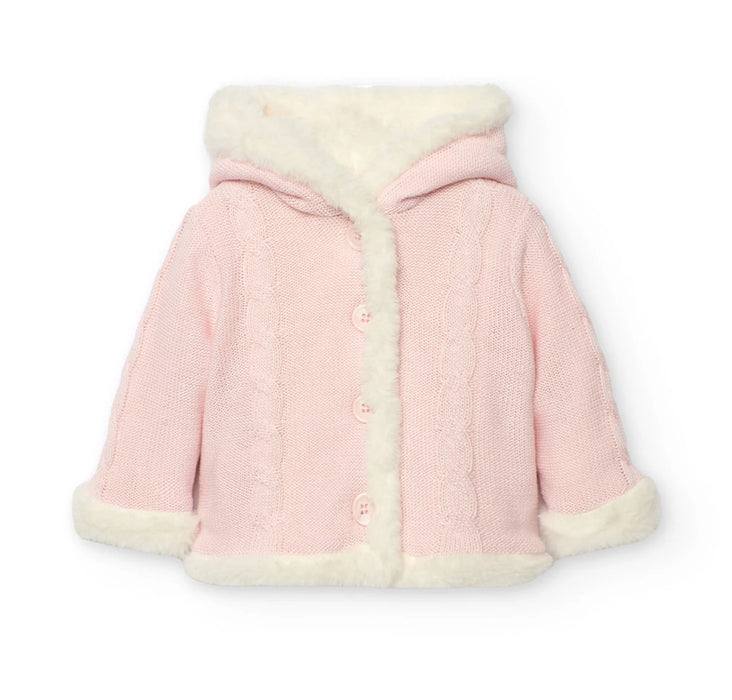 Cozy Reversible Knit & Faux Fur Hooded Jacket - Pink or Blue