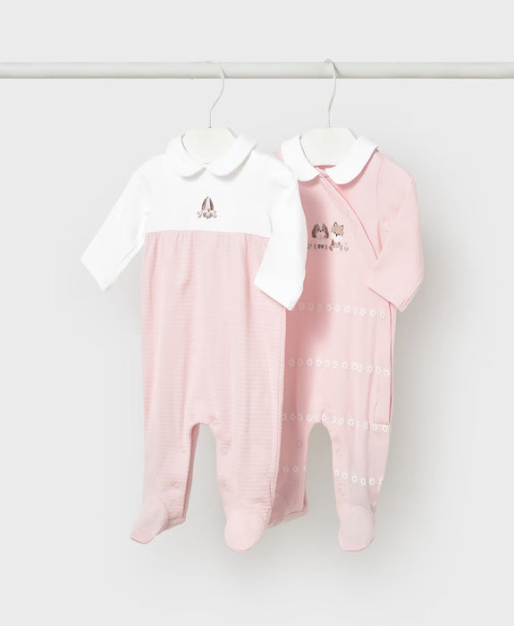 Mayoral Baby Girl Pink Collared Footie Baby Rose