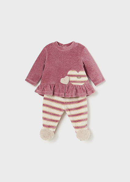 Mauve Stripe Fuzzy Toe 2pc Footie image 0