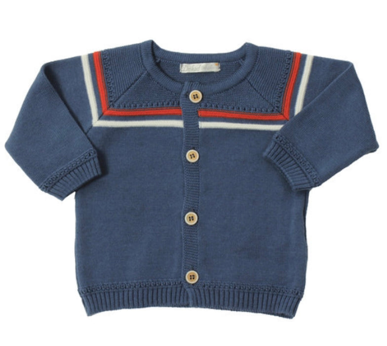 Navy Bubble w/ Collar Onesie & Cardigan image 5