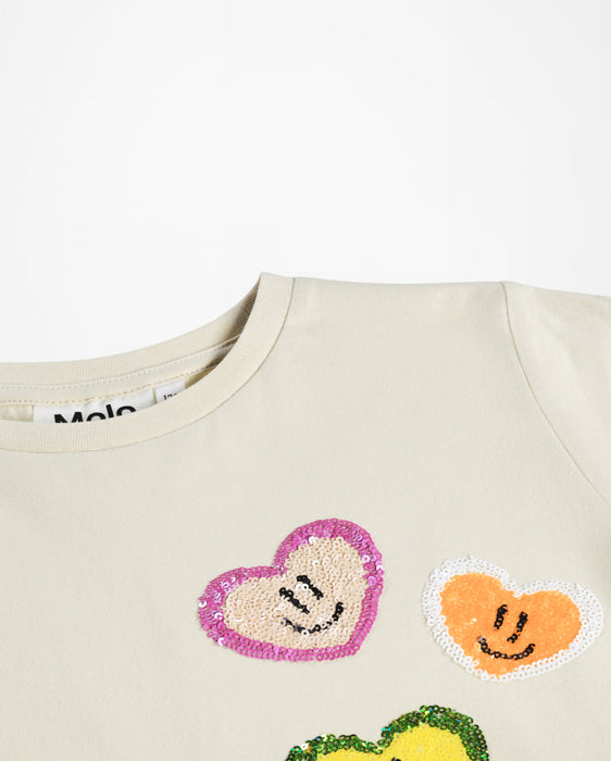 Molo Sequin Heart Tee, Beige