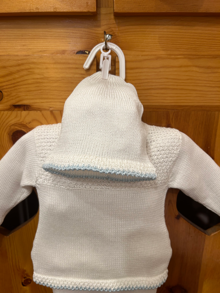 Ivory & Blue Trim 2-piece Knit with Hat image 1