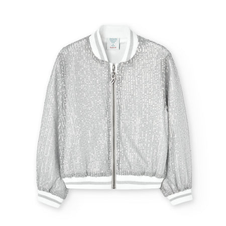 Silver Sequin Bomber Jacket image 0