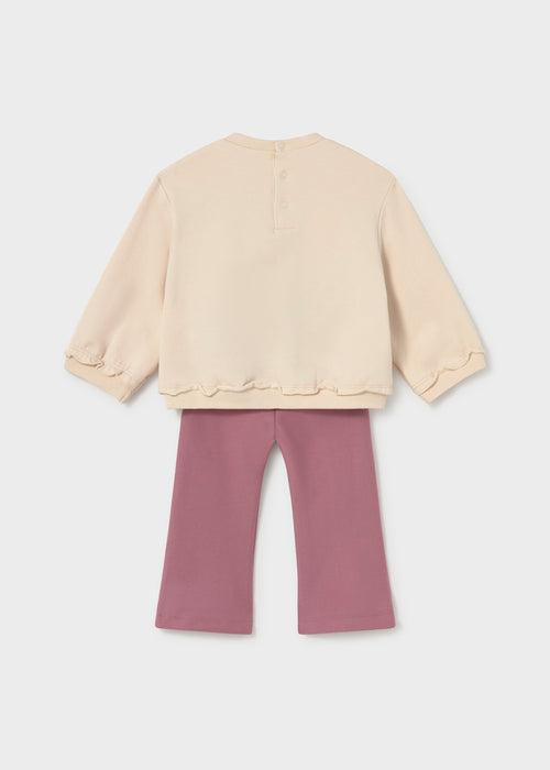 Flower Sweatshirt with Purple Pant Set