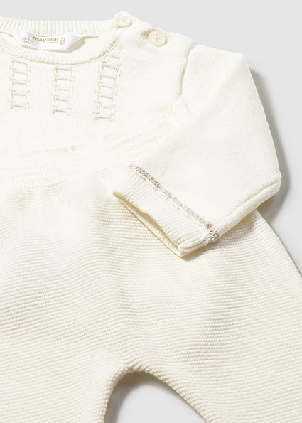 Mayoral Baby Knit Two-Piece Footed Set Cream