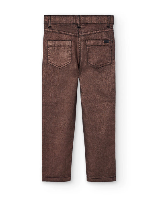 Ivory Heart Top & Metallic Brown Pants Set
