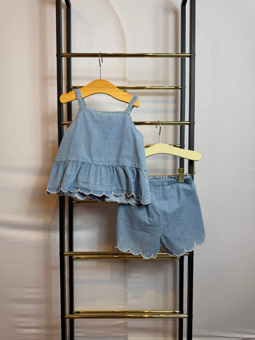 Big Girl Denim Peplum Short Set