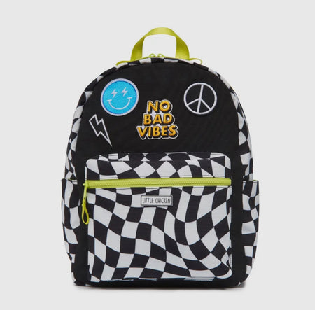 No Bad Vibes Patched Checkered Backpack image 0