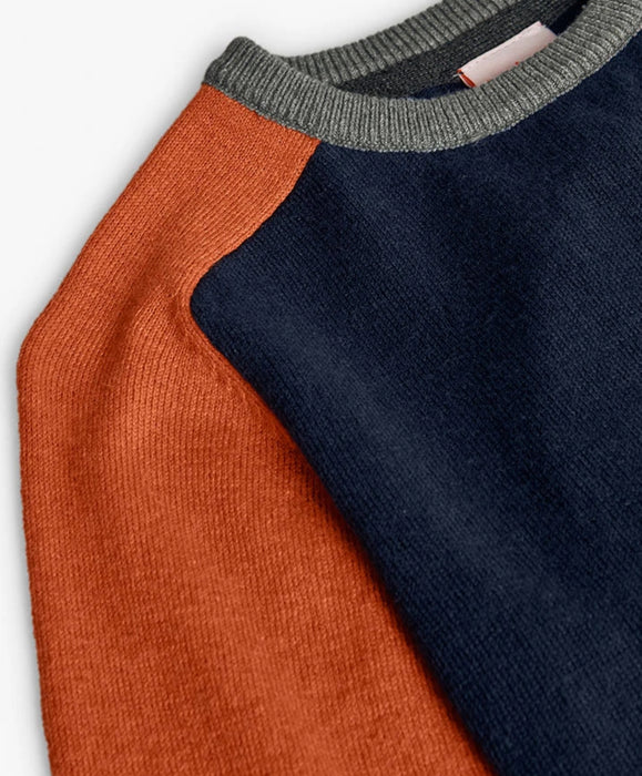 Colorblock Knit Sweater & Navy Pant Set