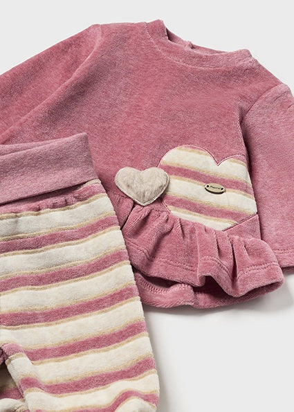 Mauve Stripe Fuzzy Toe 2pc Footie image 1