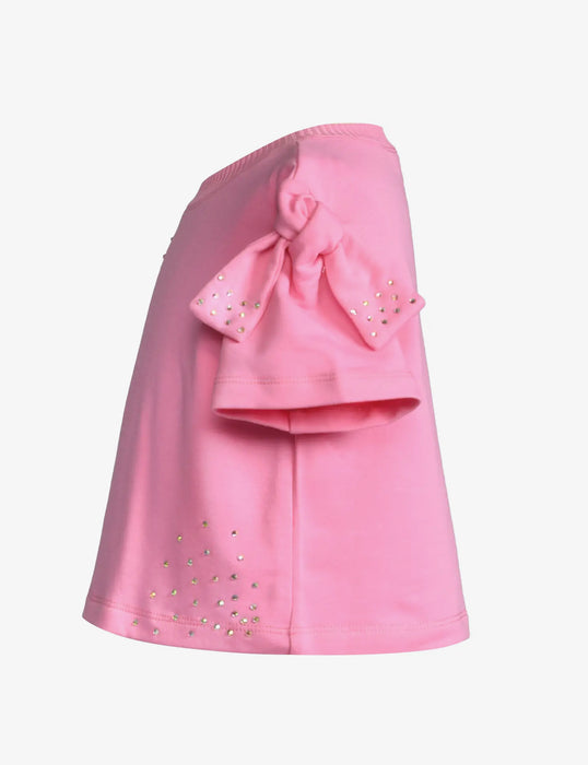 Baby Sara Pink Bow Rhinestone Short Set