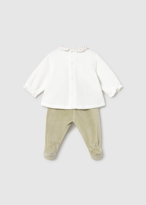 Mayoral Sage Flower Velour Two-Piece Set