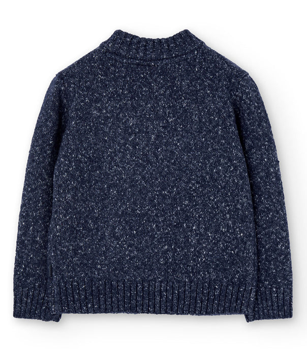 Navy Speckled Zip Cardigan
