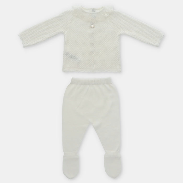Ivory Lace Collar 2-piece Knit image 0