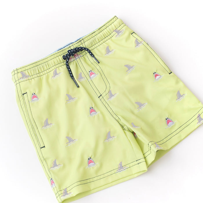 Shark Fins Yellow Swim Trunks image 1