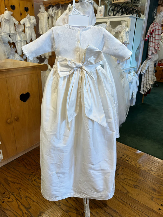 Long Sleeve Silk & Knit Gown image 1