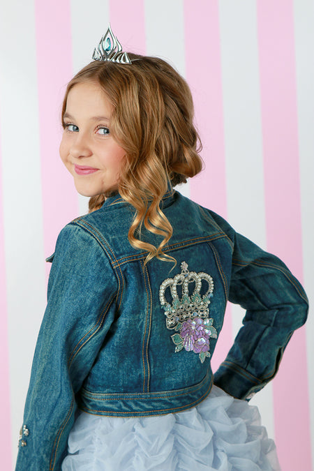 Wishes Denim Jacket w/ Crystal Details image 1