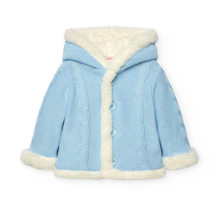 Cozy Reversible Knit & Faux Fur Hooded Jacket - Pink or Blue