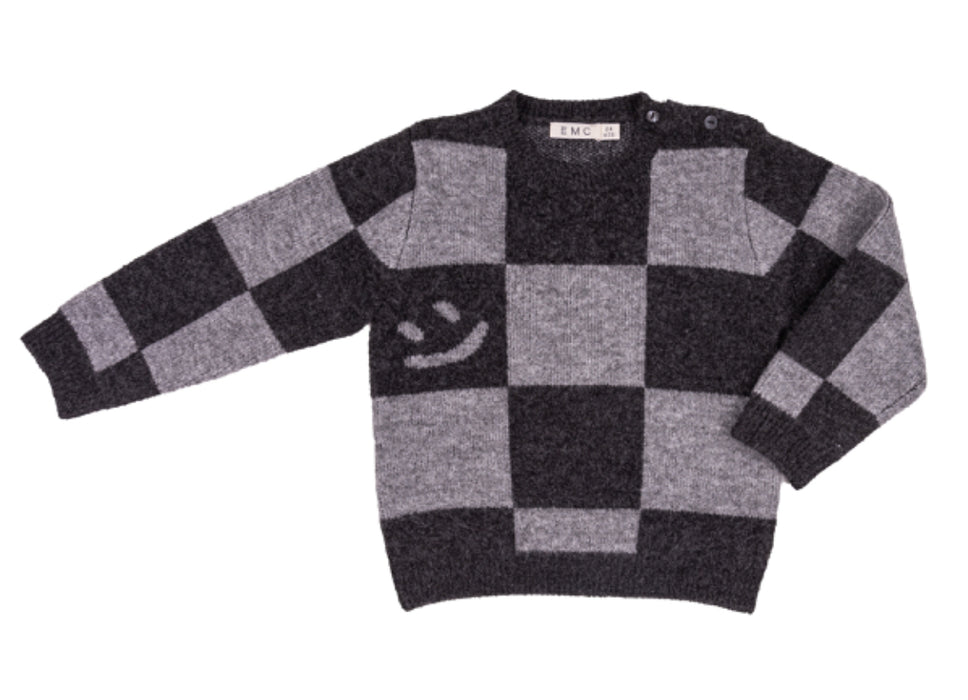 Checkered Smile Knit Sweater image 0