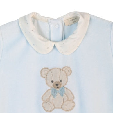 Velour Bear Footie - Pink or Blue