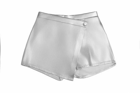 Metallic Silver Wrap Skort image 0