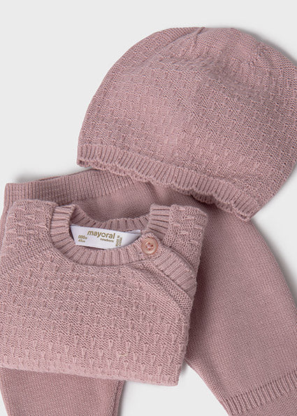 Pink Knit 2pc Set w/ Hat image 1