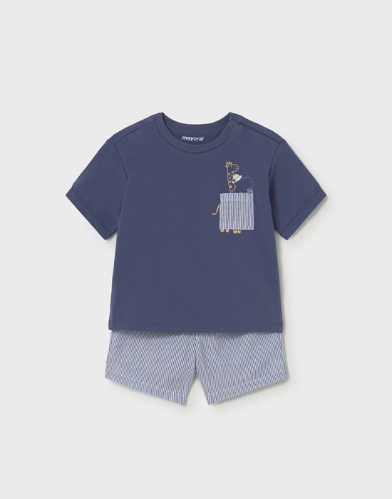 Mayoral Toddler Giraffe Two-Piece Short Set Navy