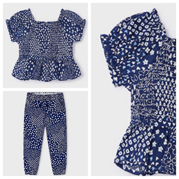 Navy Speckled Smock Top & Matching Pants image 0
