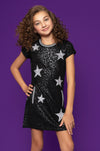 Black Textured Dress w/ Silver Stars image 2