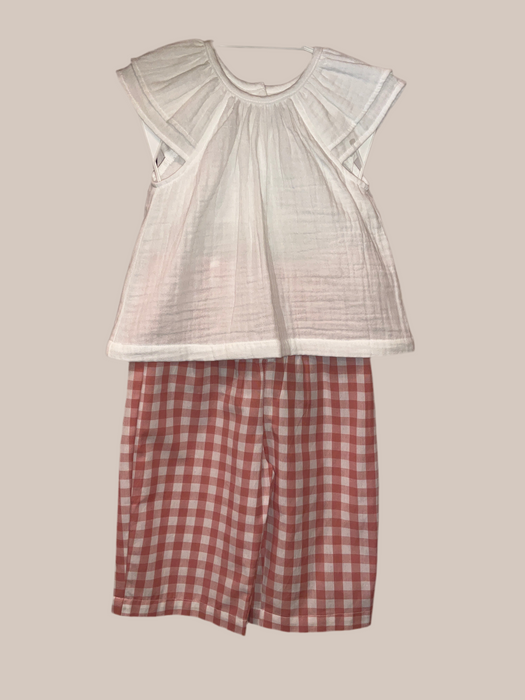 Pink Gingham Culottes & White Top